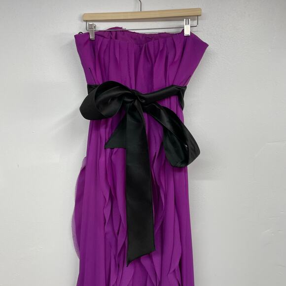 White by Vera Wang SZ 18 Amethyst Purple Strapless Ruffled Formal Chiffon Waves - Picture 10 of 11